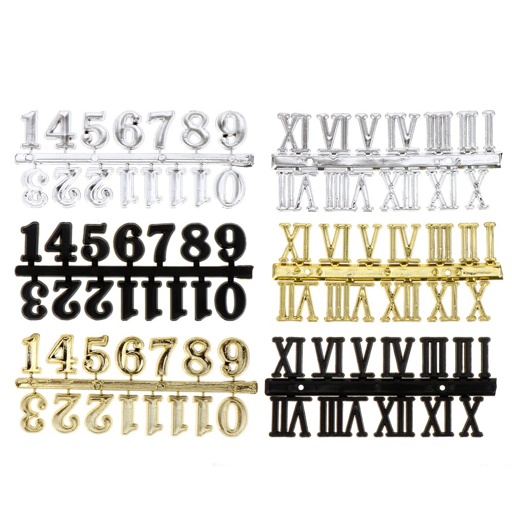 DOITOOL 6pcs Wall Clock Numerals Kit Arabic Roman Number Replacement for Clock Repair and Colors