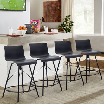 annjoe Swivel Bar Stools Metal Counter Height Stools Plastic Seat Chairs Set of 4 for Indoor Outdoor Home Kitchen Business (24" Black)