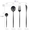 Blue Silver Stainless Steel Matte Silverware Set - 24 Piece Flatware Set Satin Finish Cutlery Utensil Set Service for 6 Include Knife Fork Spoon Best Gift for Housewarming Party Dishwasher Safe view 2
