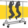 Raybee 75" W Heavy Duty Clothes Rack, 530 LBS Clothing Racks for Hanging Clothes, Rolling Clothing Rack with Sturdy Wheels, Metal Garment Rack for Bedroom, Laundry Room, Retail Store, Chrome view 1