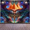 Aidatain Egyptian Mythology Pyramid of Horus Eyes Fantasy Mushroom Plant Flannel Tapestry - Large Size 80x60 Inches for Bedroom & Living Room view 1