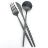 Black Stainless Steel Matte Silverware Set - 24 Piece Flatware Set Satin Finish Cutlery Utensil Set Service for 6 Include Knife Fork Spoon Best Gift for Housewarming Party Dishwasher Safe view 4