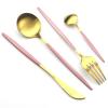 Blue Gold Stainless Steel Matte Silverware Set - 24 Piece Flatware Set Satin Finish Cutlery Utensil Set Service for 6 Include Knife Fork Spoon Best Gift for Housewarming Party Dishwasher Safe view 4