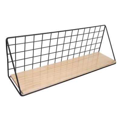 Hemoton Decorative Shelving Floating Wall Shelves Metal Wire Hanging Rustic Storage Rack Organizer for Bedroom Bedside Kitchen Bathroom Living Room 45x16x13cm Wall Mounted Shelves