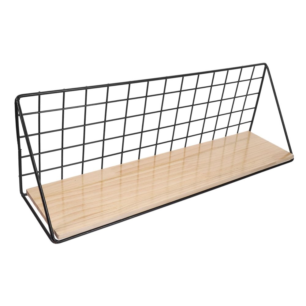 Hemoton Decorative Shelving Floating Wall Shelves Metal Wire Hanging Rustic Storage Rack Organizer for Bedroom Bedside Kitchen Bathroom Living Room 45x16x13cm Wall Mounted Shelves
