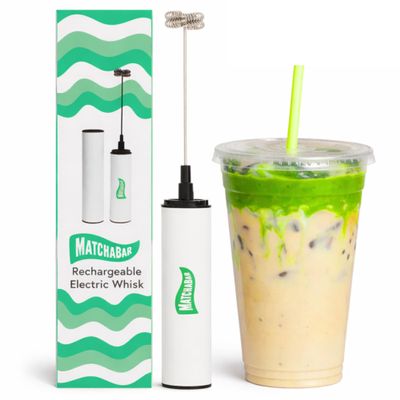 MatchaBar Electric Milk Frother Hand Blender - Stainless Steel Electric Matcha Whisk, Handheld Drink Mixer for Coffee, Greens & Protein - Easy to Clean USB Rechargeable High-Speed Immersion Blender