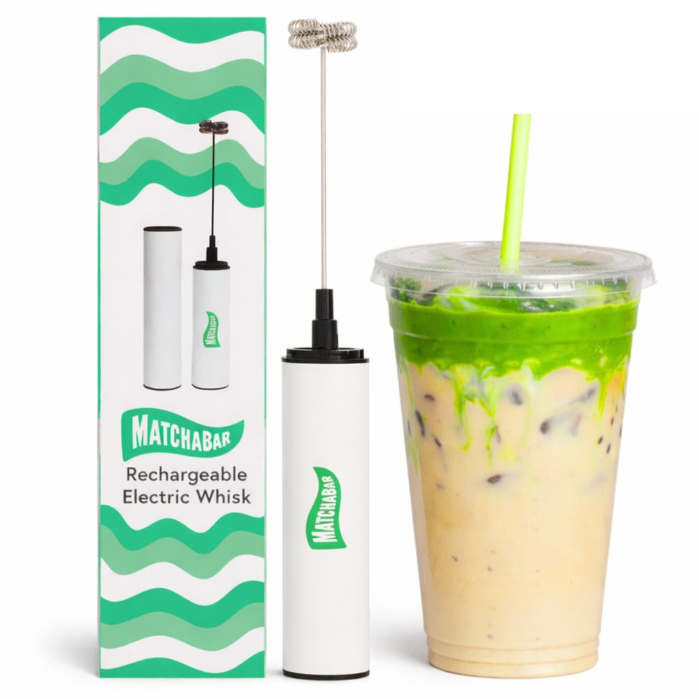 MatchaBar Electric Milk Frother Hand Blender - Stainless Steel Electric Matcha Whisk, Handheld Drink Mixer for Coffee, Greens & Protein - Easy to Clean USB Rechargeable High-Speed Immersion Blender
