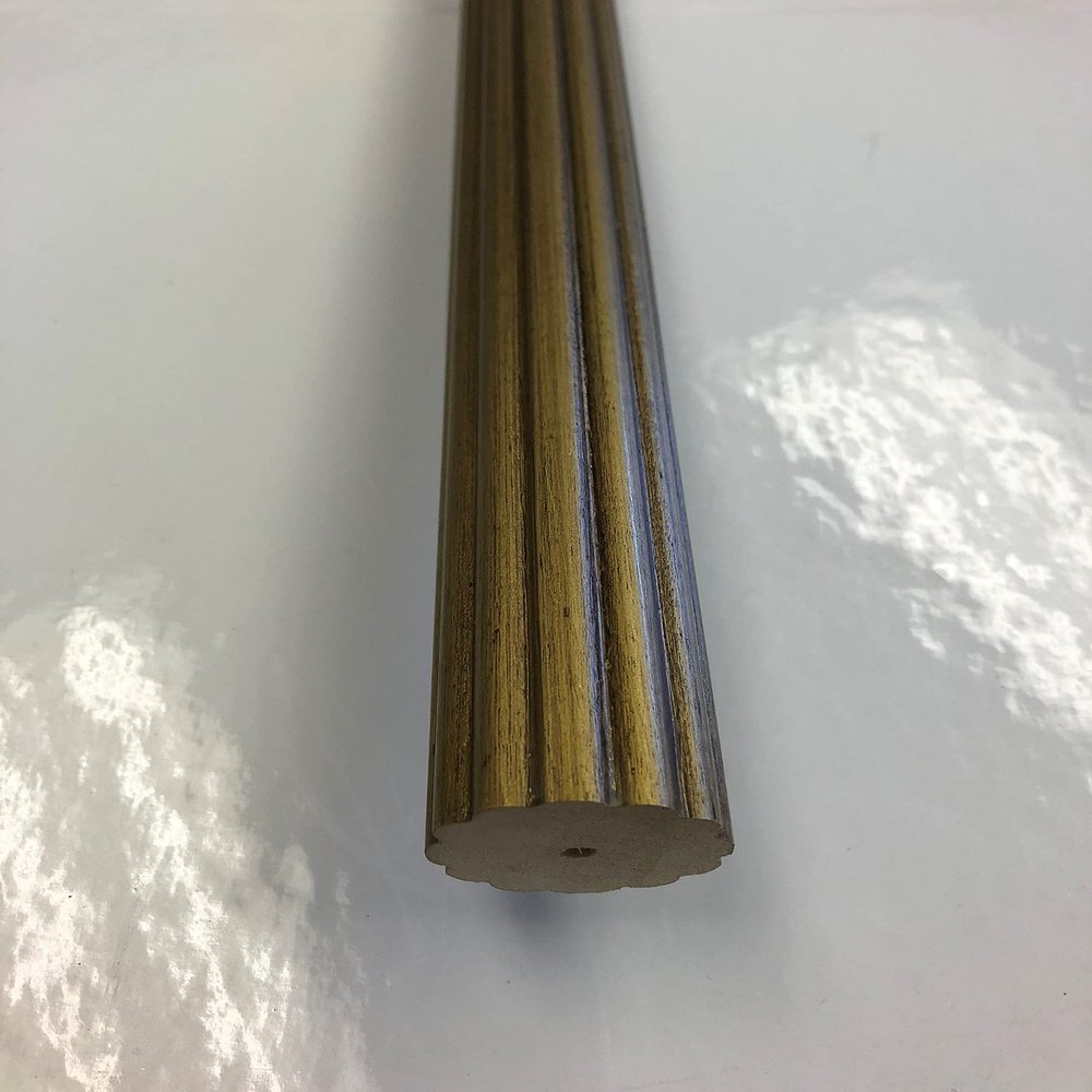 1 3/8 Inch Diameter Drapery Wood Fluted Curtain Rod 8 Ft (Gold)