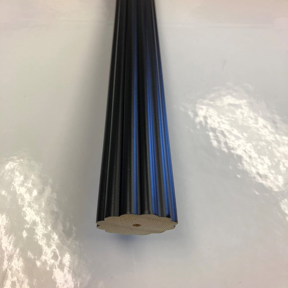 1 3/8 Inch Diameter Drapery Wood Fluted Curtain Rod 8 Ft (Black)