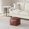 Marrakesh Gallery Square Leather Ottoman Cover  Moroccan Pouf Cover for Living Room & Bedroom, Handmade Leather Pouf Ottoman Slipcover, Coffee Table Footstool unstuffed view 2