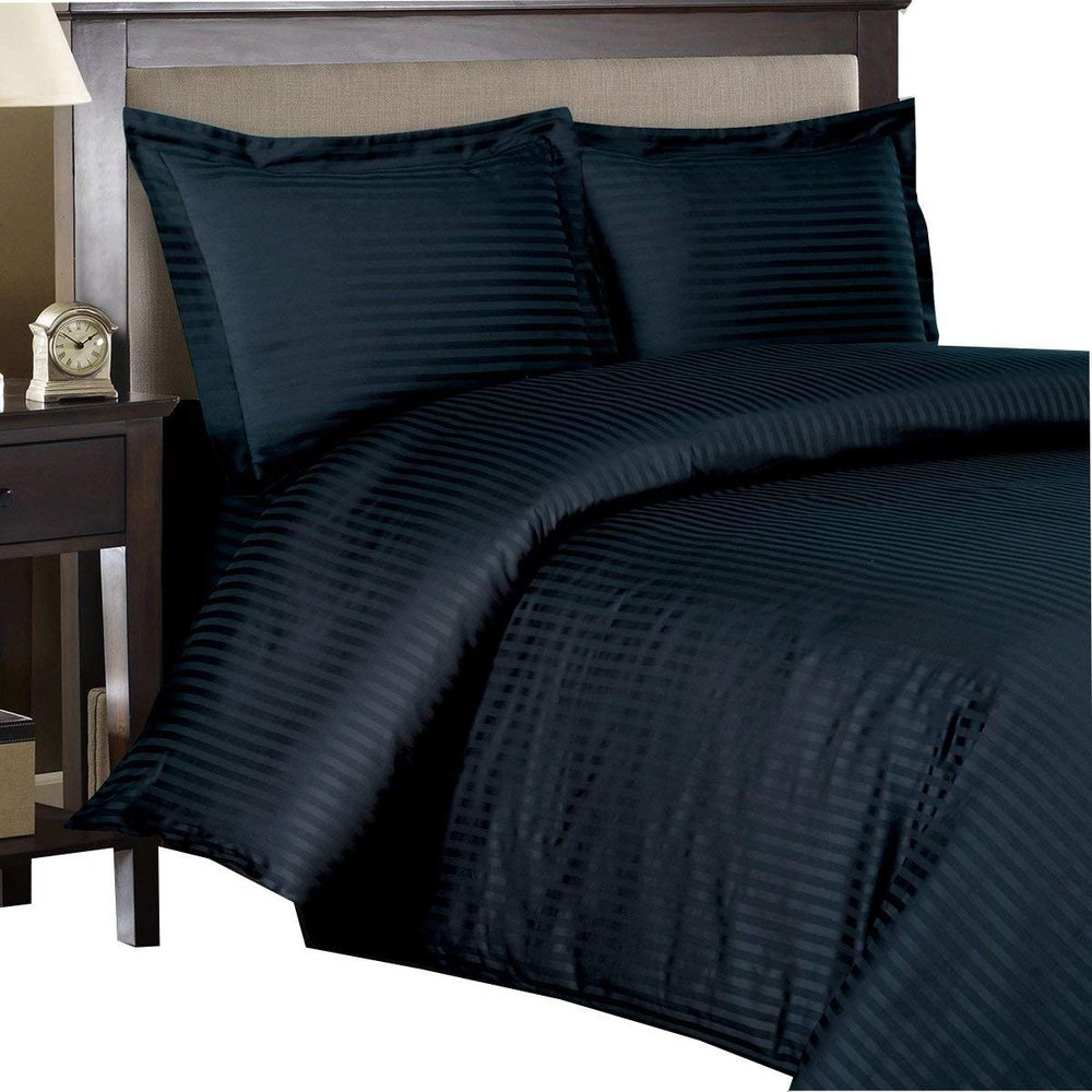 100% Supima Cotton Duvet Cover, 1 Pieces 500-TC Luxury Soft Bedding Set with Zipper Closure, Oversize Queen (98 x 98), Navy Blue Stripe