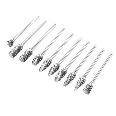 10pcs Tungsten Carbide Steel Burrs Rotary Files Metalworking Carving Tool Set 2.35 * 6mm for Carving/Shaping