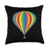 Rainbow Hot Air Balloon Colorful Travel Art Throw Pillow view 1