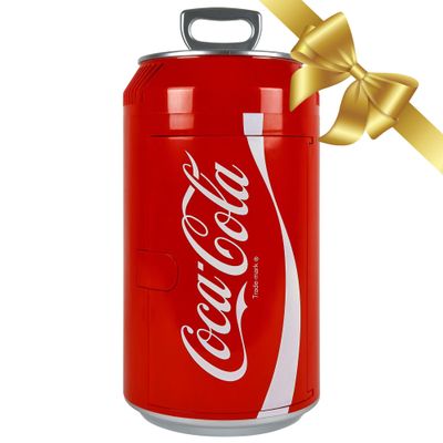 Coca Cola Mini Fridge - 8 Can Refrigerator for Bedroom Office, Portable Table Top Beverage Cooler, 12V 110V Refrigerador For Drinks, Soda, Wines, Use In Car, Dorm, Outdoor, Patio