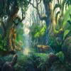 Niwo ART - Fantasy Forest Background Illustration Painting, Removable Wall Mural | Self-Adhesive Large Wallpaper (64"x96") view 2