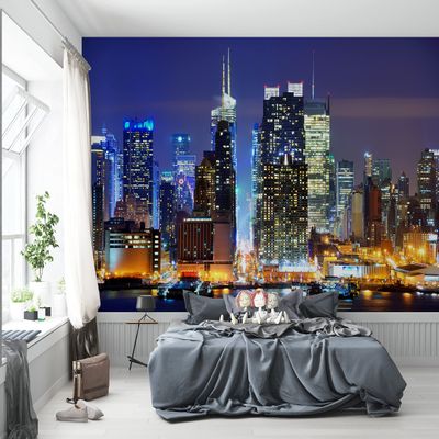Niwo ART - New York Manhattan Midtwon Skyline, Removable Wall Mural | Self-Adhesive Large Wallpaper (64"x96")