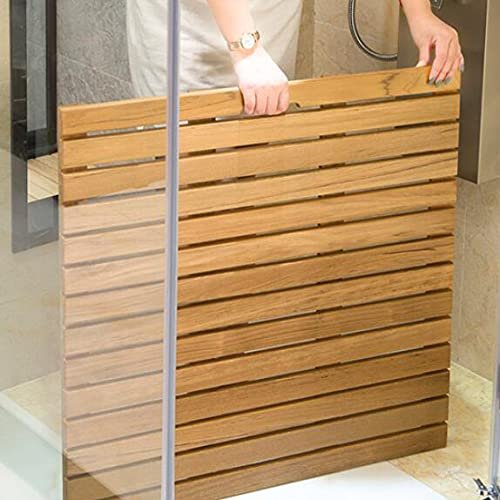 U/D Bathroom Board, Bath Mat for Luxury Shower, Wooden Sturdy Water Proof Bathroom Board, for Bathroom,Tub and Shower,Teak,50x80cm