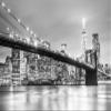 Niwo ART - Brooklyn Bridge and New York City Manhattan Downtown Skyline at Dusk with Skyscrapers, Removable Wall Mural | Self-Adhesive Large Wallpaper (64"x96") view 2