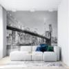 Niwo ART - Brooklyn Bridge and New York City Manhattan Downtown Skyline at Dusk with Skyscrapers, Removable Wall Mural | Self-Adhesive Large Wallpaper (64"x96") view 3