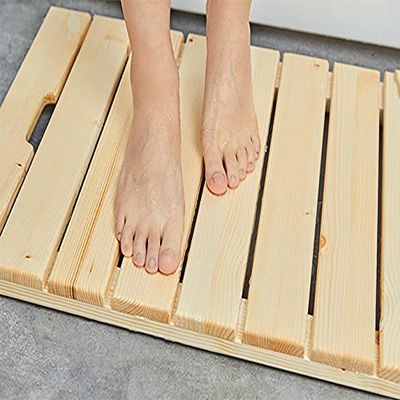U/D Bathroom Board, Wooden Sturdy Water Proof, Spa Mat for Bath & Showerfor Spa Home Or Outdoor,Wooden,40x60cm