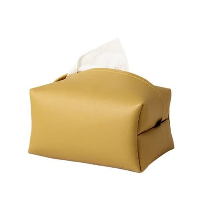 Ceramic Joe Simple Creative Environmental Protection Leather Tissue Box Living Room Toilet Tissue Storage Box High Grade Suction Box (Yellow)