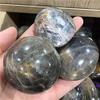 1pc puquancrystal Natural Crystal Gemstone Black Moonstone Quartz Palm Stone for Garden Decoration view 2