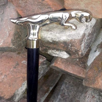 37 INCH Approx Solid Brass Walking Stick JUGUR Handle 3 FOLD Sliver & Black