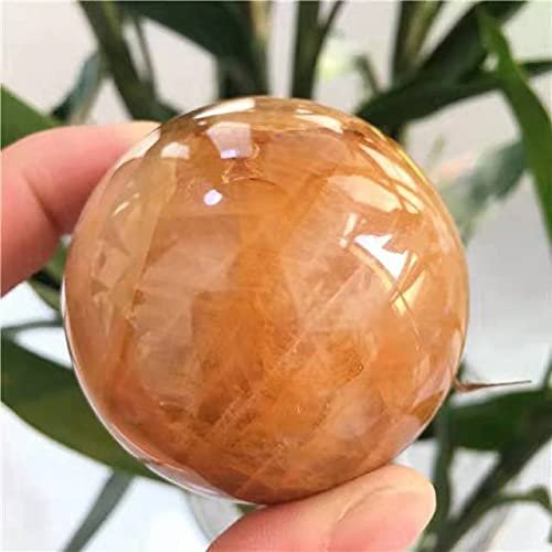 1pc puquancrystal Natural Golden Healer Quartz Spheres Yellow Hematoid Stone 60-70mm for Home Decoration