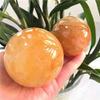 1pc puquancrystal Natural Golden Healer Quartz Spheres Yellow Hematoid Stone 60-70mm for Home Decoration view 4
