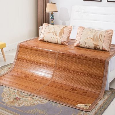 DANADESK Carbonized Bamboo Sleeping Mat, Bedding Straw Mat Summer Sleeping Mats Bed Mat Folding Double-Sided Use Home Bedroom Cooling (Color : A, Size : 1.82.0m)