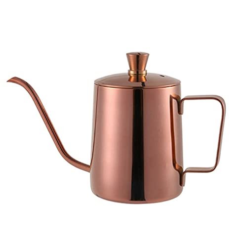 350ml 600ml 304 Stainless Steel Long Narrow Spout Coffee Pot Gooseneck Kettle Hand Drip Kettle Pour Over Coffee With lid (350ml rose gold)