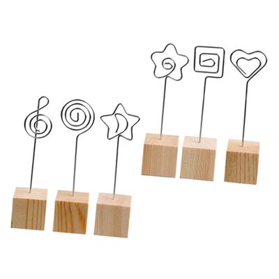 VOSAREA 6pcs Memo Holders Heart Music Note Flower Moon Designs Photo Clips for Desk Decoration and Message Display