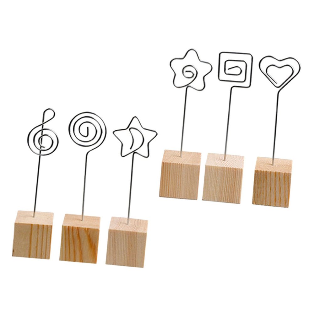 VOSAREA 6pcs Memo Holders Heart Music Note Flower Moon Designs Photo Clips for Desk Decoration and Message Display