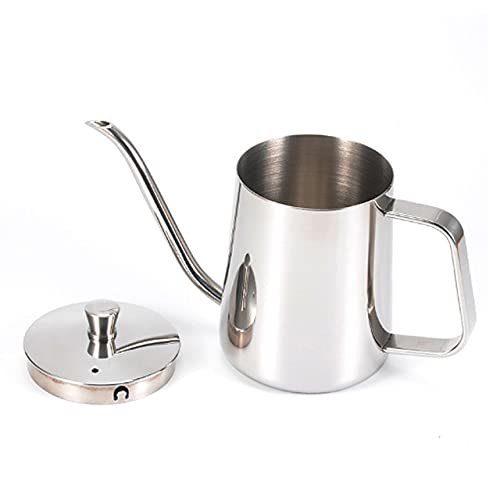 350ml 600ml 304 Stainless Steel Long Narrow Spout Coffee Pot Gooseneck Kettle Hand Drip Kettle Pour Over Coffee With lid (350ml with lid)