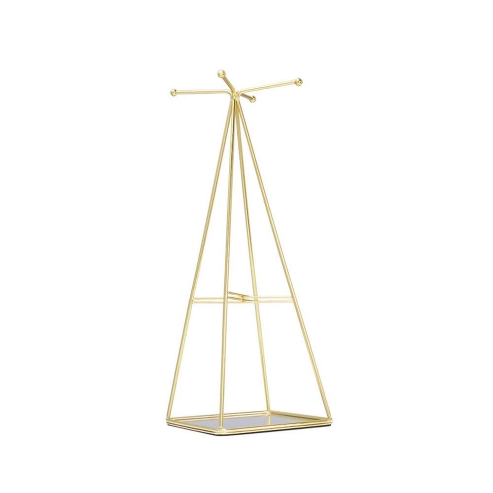 CXJJ Light Luxury Style Creative Iron Jewelry Rack Nordic Ins Simple Jewelry Storage Display Stand Golden Office Home Bedroom Living Room (Color : A)