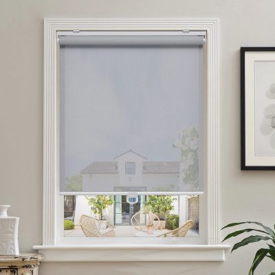 AOSKY Cordless Roller Shades for Windows Light Filtering Shades with 5% Openness Solar Screen Semi Sheer Roller Blinds UV Protection for Office and Home. Easy to Install 30" W x 72" H (Grey)