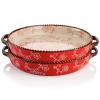 AVLA 2 Pack Ceramic Pie Pan, 9 Inch Round Baking Dish with Double Handle, 28 Ounce Deep Quiche Plate for Kitchen, Cooking, Roasting Lasagna (Sakura, Red) view 1