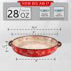 AVLA 2 Pack Ceramic Pie Pan, 9 Inch Round Baking Dish with Double Handle, 28 Ounce Deep Quiche Plate for Kitchen, Cooking, Roasting Lasagna (Sakura, Red) view 2