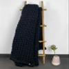 Black throw blanket couch bed  chunky knit blanket wool in different sizes (Throw 52 * 60 inches) view 4