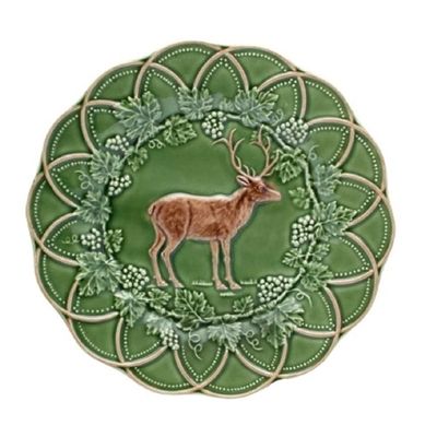 Bordallo Pinheiro Woods Snack Plate Deer Green/Brown