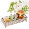 Alvinlite Rectangular Cake Stand Holder Wrought Iron Crystal Tray Glass Mirror Fruit Plate for Home Wedding Party Supplies view 3