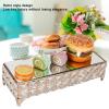 Alvinlite Rectangular Cake Stand Holder Wrought Iron Crystal Tray Glass Mirror Fruit Plate for Home Wedding Party Supplies view 4
