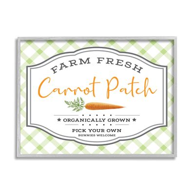 Stupell Industries Farm Fresh Carrot Patch Country Sign Green Plaid