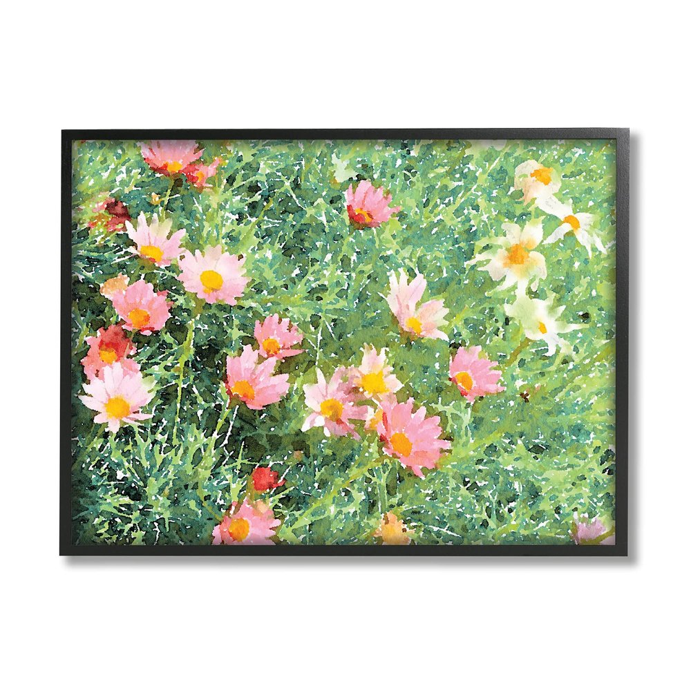 Stupell Industries Impressionistic Pink Carnations in Green Field
