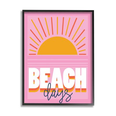 Stupell Industries Beach Days Quote Rising Sun Ray Horizon Pink