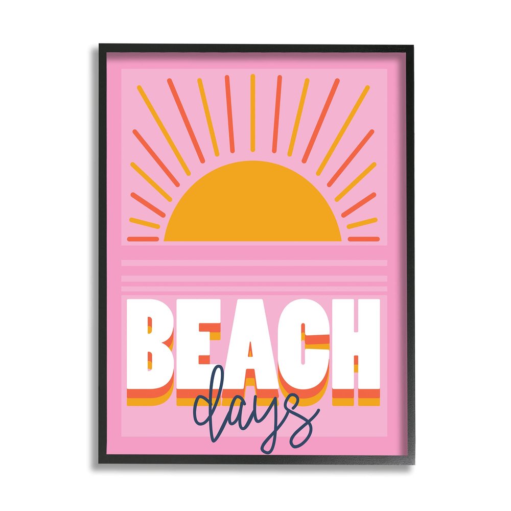 Stupell Industries Beach Days Quote Rising Sun Ray Horizon Pink