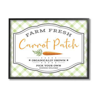 Stupell Industries Farm Fresh Carrot Patch Country Sign Green Plaid
