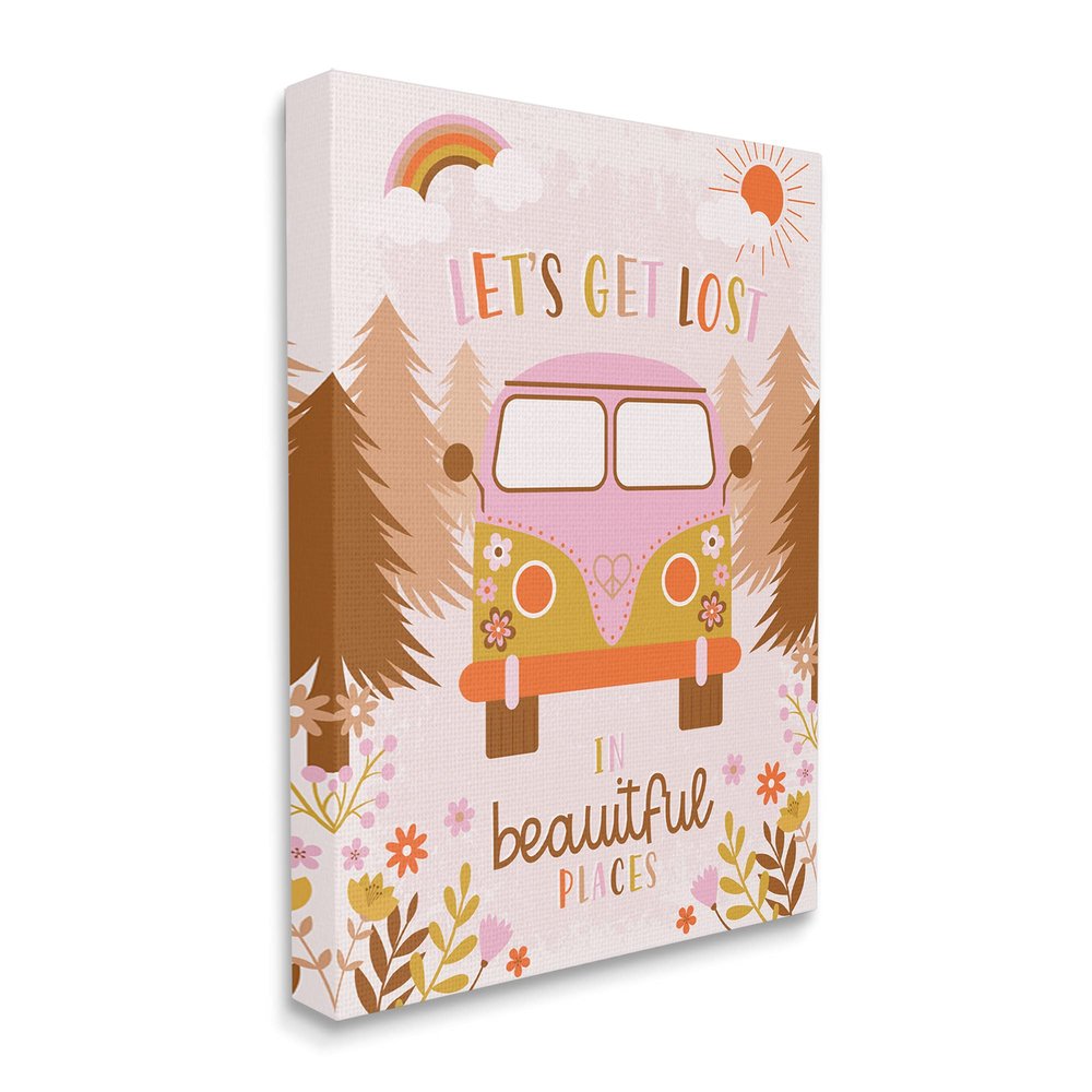 Stupell Industries Let's Get Lost Phrase Adventure Peace Flowers Van