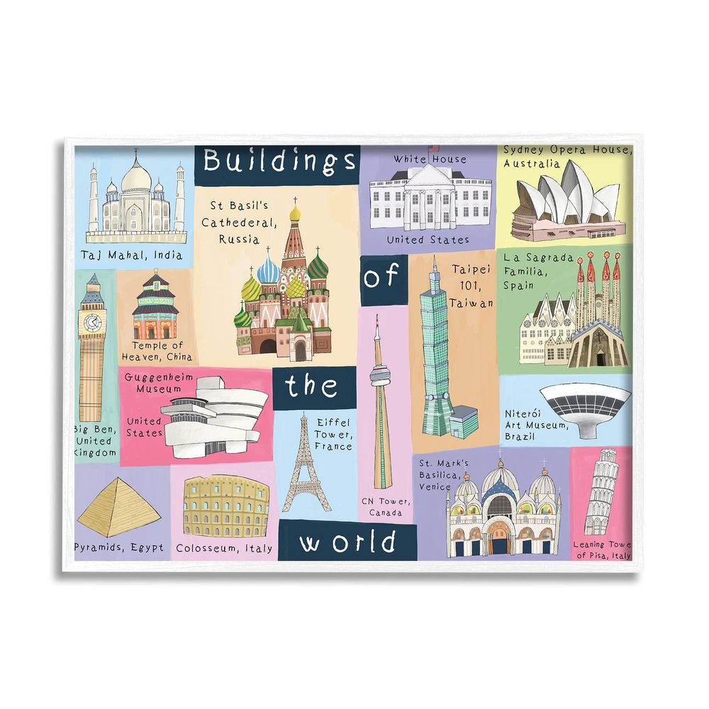 Stupell Industries Building of The World Kid's Chart Architectural Landmarks