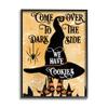 Stupell Industries Dark Side Has Cookies Festive Halloween Witch Hat, Designed by Jill Meyer Black Framed Wall Art, Yellow view 1